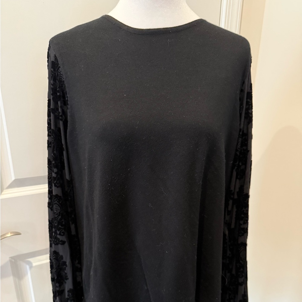 H&M Black Long Sleeve Top with Floral Detail